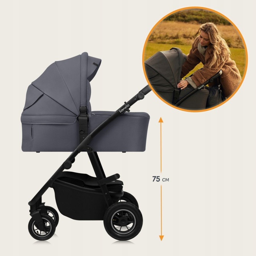 Lionelo Amber Plus Βρεφικό Πολυκαρότσι Καρότσι 3 σε 1 έως 22kg Gray Graphite