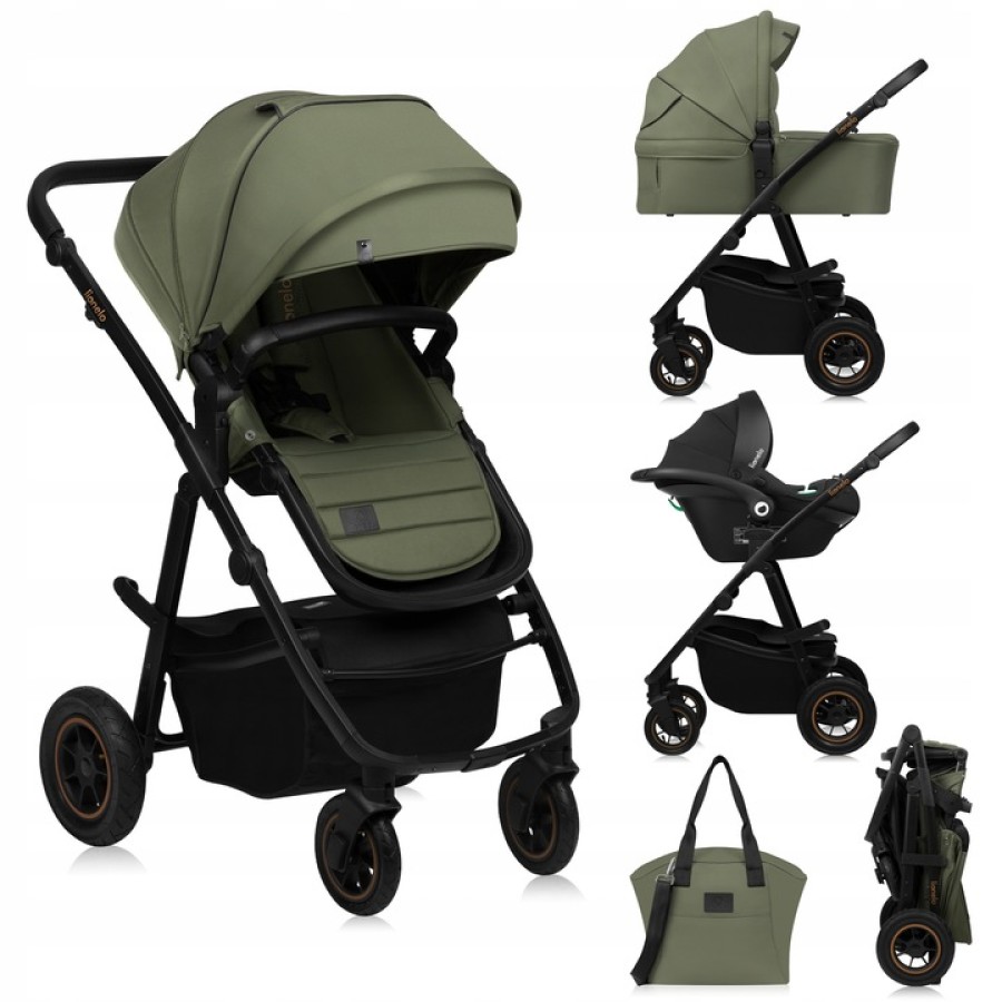 Lionelo Amber Plus Βρεφικό Πολυκαρότσι Καρότσι 3 σε 1 έως 22kg Green Forest