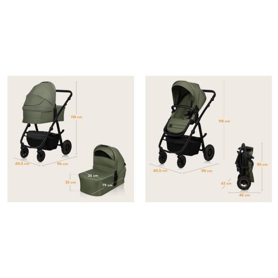 Lionelo Amber Plus Βρεφικό Πολυκαρότσι Καρότσι 3 σε 1 έως 22kg Green Forest