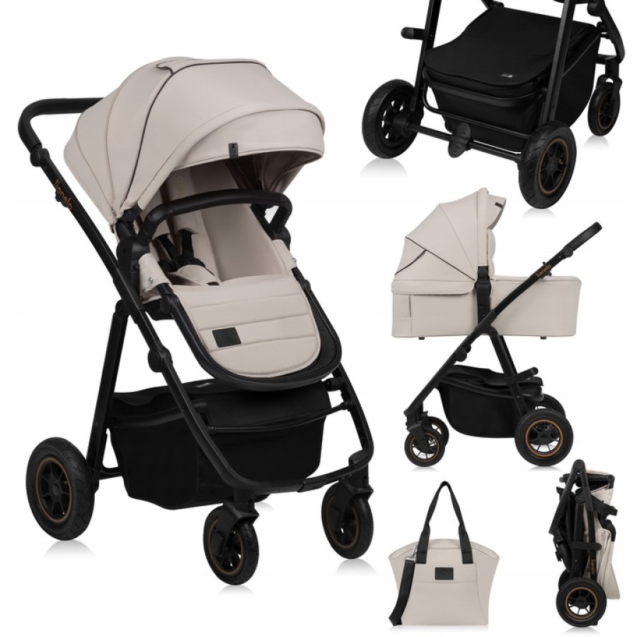 Lionelo Amber Plus Βρεφικό Πολυκαρότσι Καρότσι 3 σε 1 έως 22kg Beige Sand