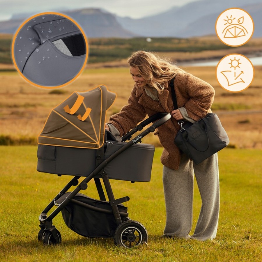 Lionelo Amber Plus Βρεφικό Πολυκαρότσι Καρότσι 3 σε 1 έως 22kg Beige Sand