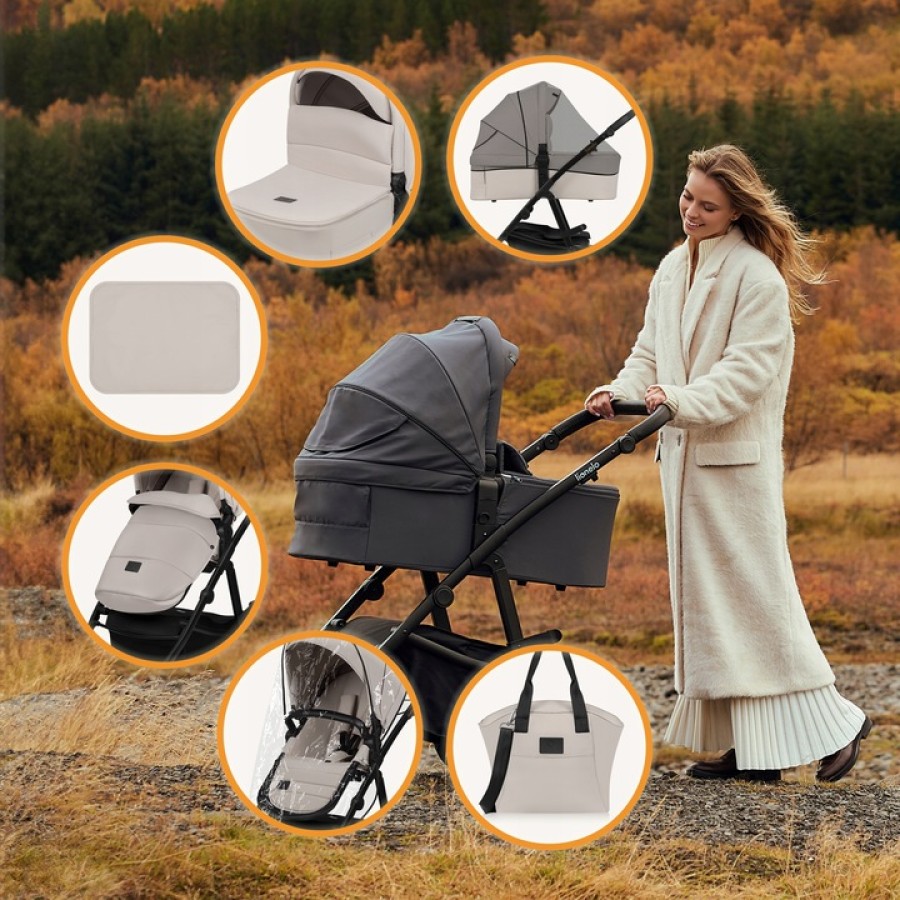 Lionelo Amber Plus Βρεφικό Πολυκαρότσι Καρότσι 3 σε 1 έως 22kg Beige Sand