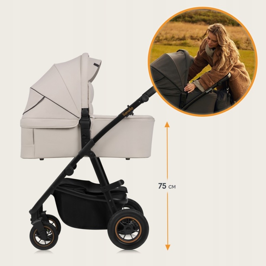 Lionelo Amber Plus Βρεφικό Πολυκαρότσι Καρότσι 3 σε 1 έως 22kg Beige Sand