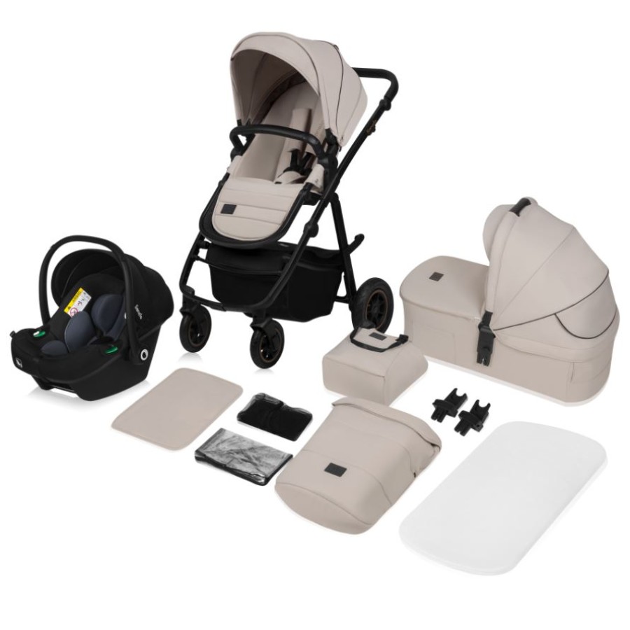 Lionelo Amber Plus Βρεφικό Πολυκαρότσι Καρότσι 3 σε 1 έως 22kg Beige Sand