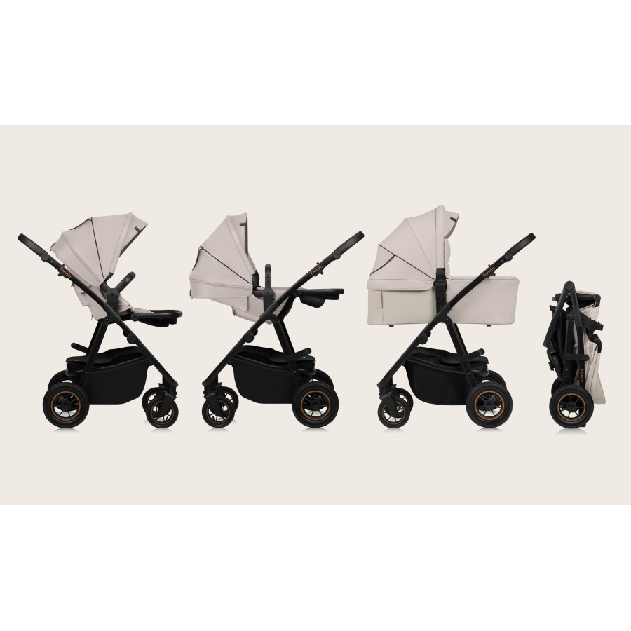 Lionelo Amber Plus Βρεφικό Πολυκαρότσι Καρότσι 3 σε 1 έως 22kg Beige Sand