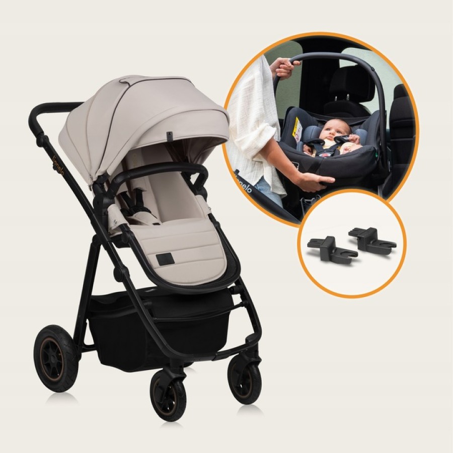 Lionelo Amber Plus Βρεφικό Πολυκαρότσι Καρότσι 3 σε 1 έως 22kg Beige Sand