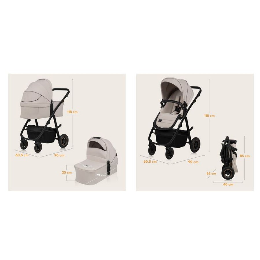 Lionelo Amber Plus Βρεφικό Πολυκαρότσι Καρότσι 3 σε 1 έως 22kg Beige Sand