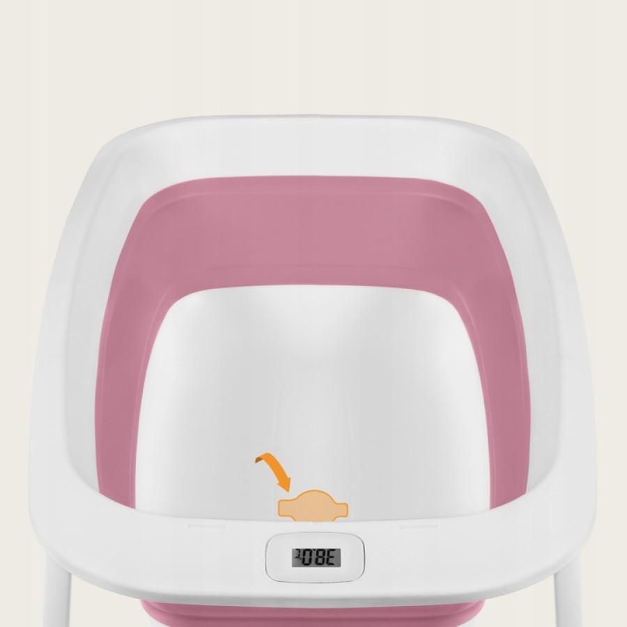 Lionelo BabyBubble Πτυσσόμενο Μπανάκι Μωρού με Γλύστρα & Θερμόμετρο Bubble Pink Magnolia