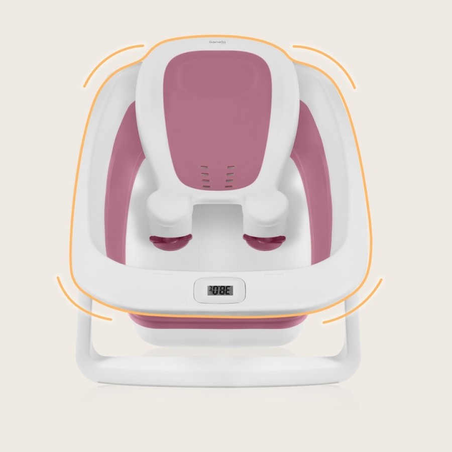 Lionelo BabyBubble Πτυσσόμενο Μπανάκι Μωρού με Γλύστρα & Θερμόμετρο Bubble Pink Magnolia