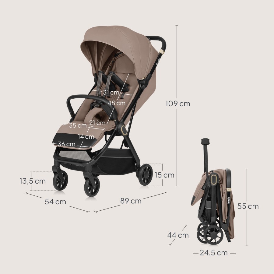 Lionelo Bess Ελαφρύ Καρότσι για Παιδιά έως 22kg Beige Sand