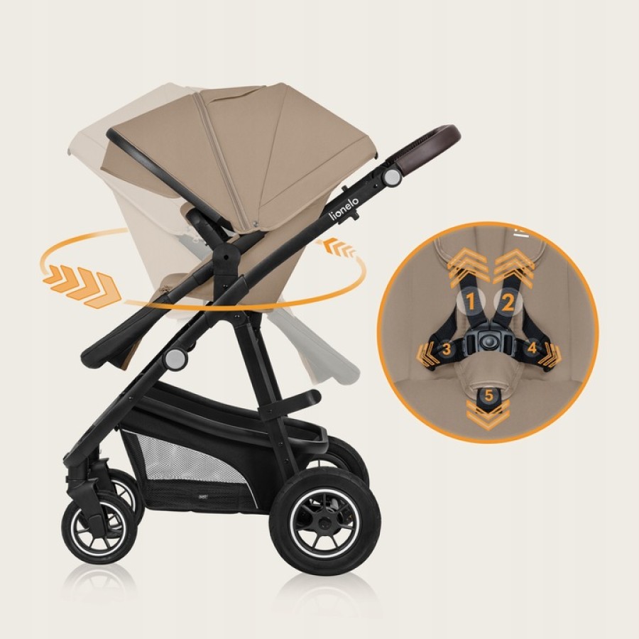 Lionelo Bianka Πολυκαρότσι Καρότσι 3 σε 1 έως 22kg Beige Sand