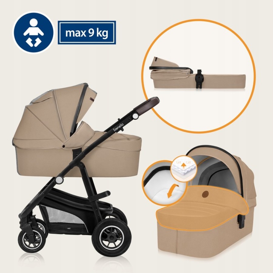 Lionelo Bianka Πολυκαρότσι Καρότσι 3 σε 1 έως 22kg Beige Sand