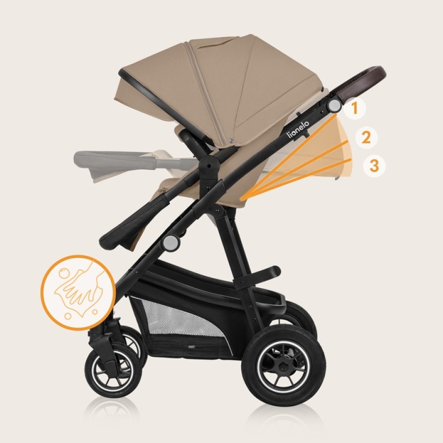 Lionelo Bianka Πολυκαρότσι Καρότσι 3 σε 1 έως 22kg Beige Sand