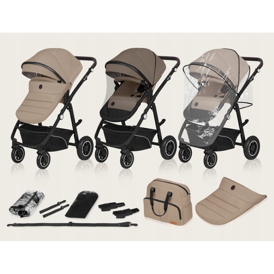 Lionelo Bianka Πολυκαρότσι Καρότσι 3 σε 1 έως 22kg Beige Sand