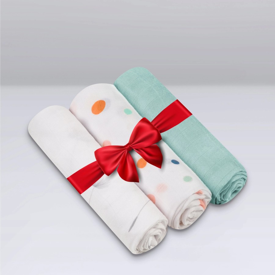 Lionelo Σετ 3 Πάνες Αγκαλιάς Dot Bamboo 70x70εκ.