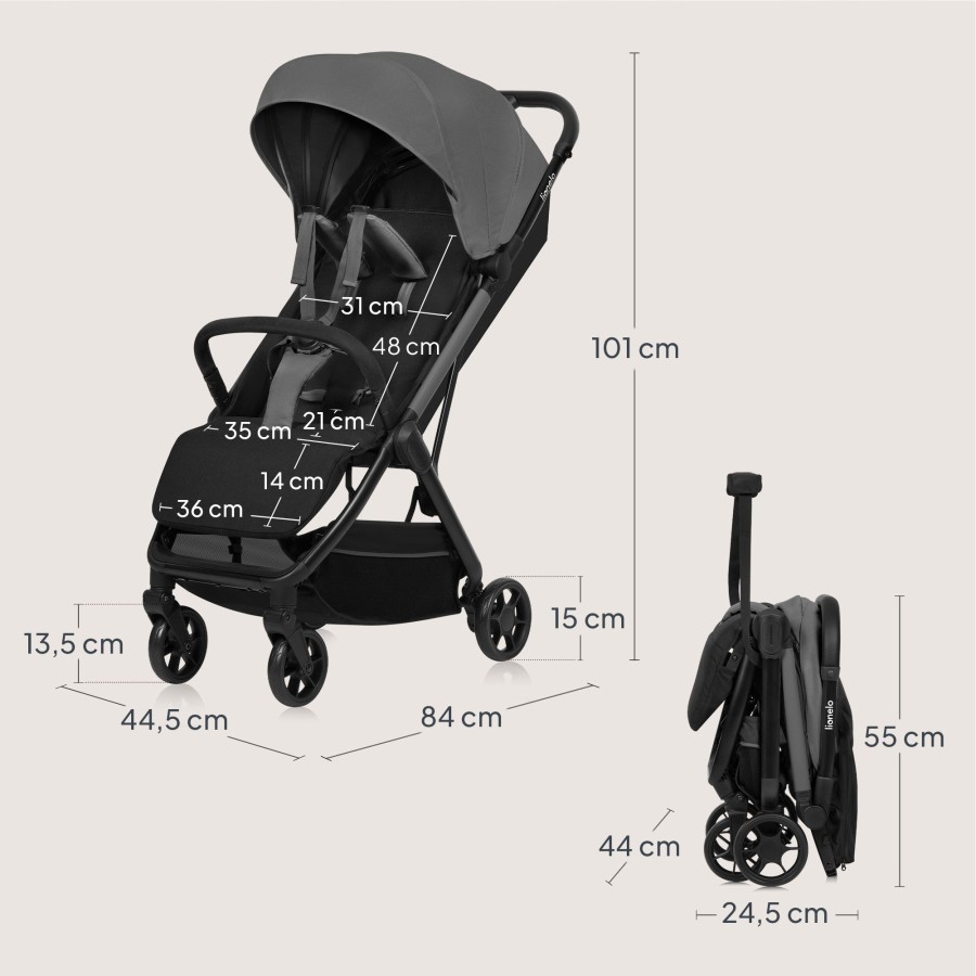 Lionelo Julie Air Καρότσι Ταξιδίου έως 22kg Gray Stone