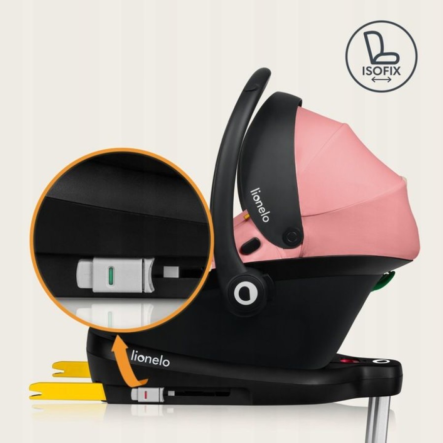 Lionelo Astrid i-Size Σετ Βρεφικό Κάθισμα Αυτοκινήτου 40-87cm & Βάση Isofix Pink Coral