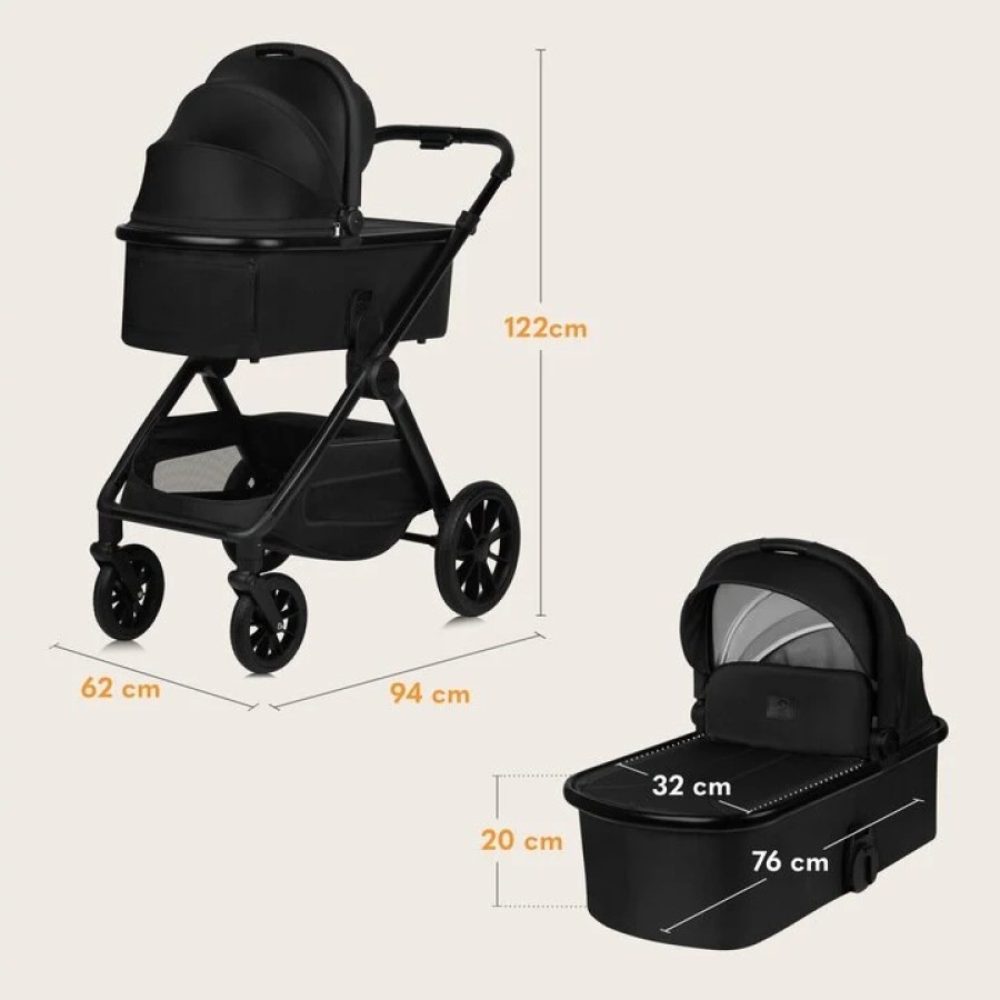 Lionelo Layla Βρεφικό Πολυκαρότσι Καρότσι 2 σε 1 έως 22kg Black