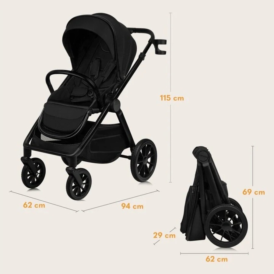 Lionelo Layla Βρεφικό Πολυκαρότσι Καρότσι 2 σε 1 έως 22kg Black