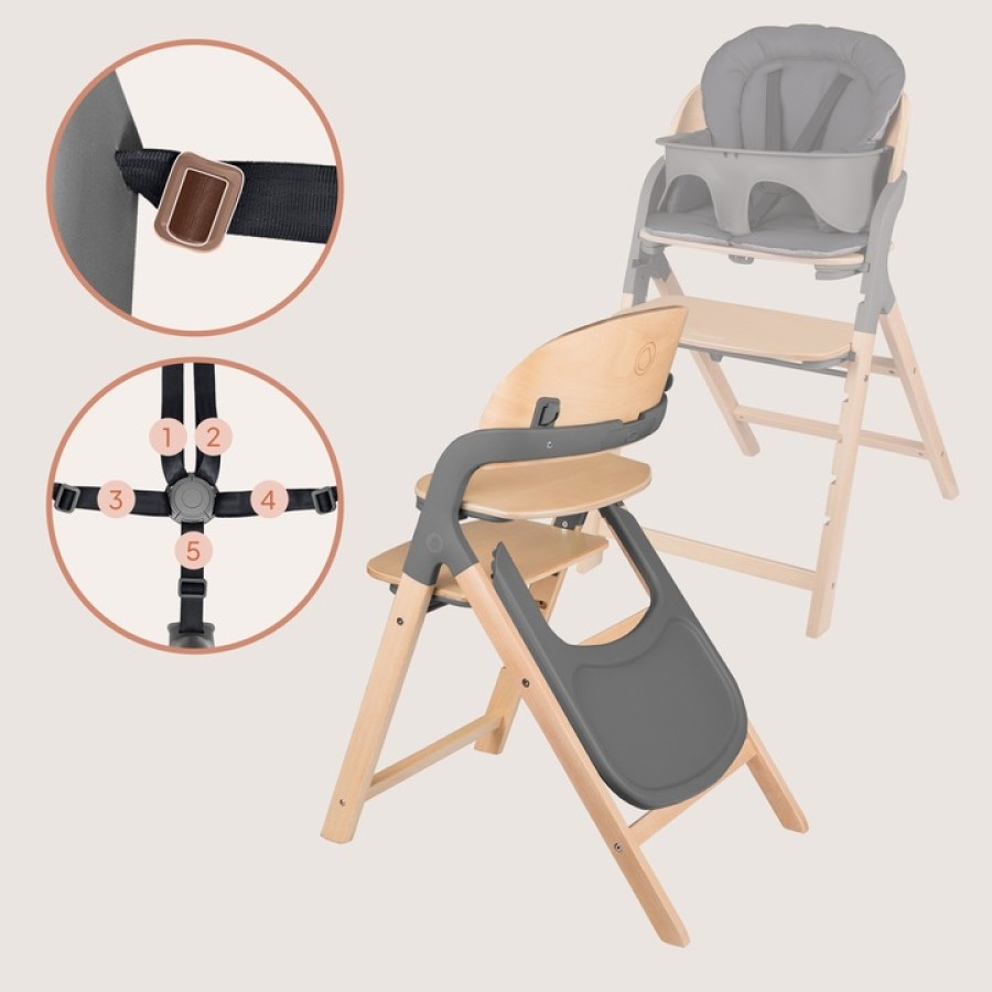 Lionelo Megan Παιδικό Καρεκλάκι Φαγητού 3 σε 1 Gray Wood