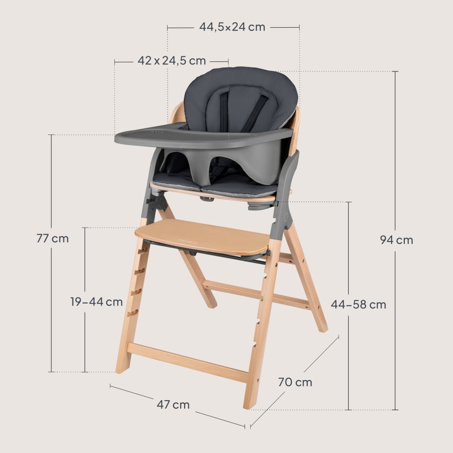 Lionelo Megan Παιδικό Καρεκλάκι Φαγητού 3 σε 1 Gray Wood