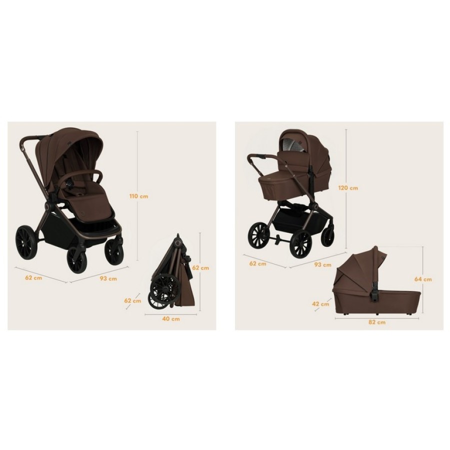 Lionelo Mika Plus Πολυκαρότσι Βρεφικό 3 σε 1 έως 22 kg Mocha Mousse