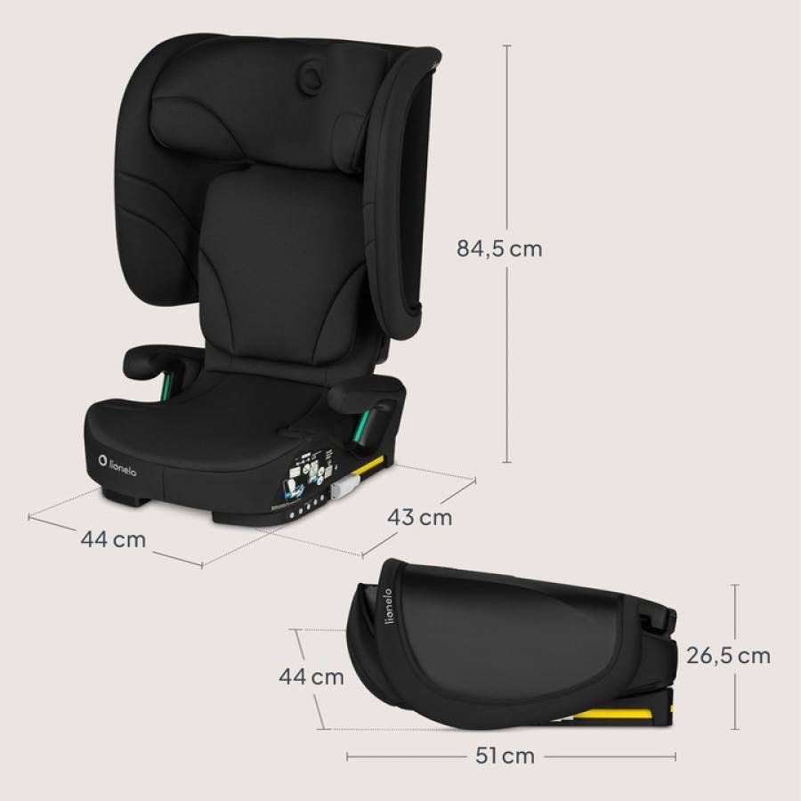 Lionelo Orin i-Size Isofix Κάθισμα Αυτοκινήτου 100-150cm/15-36kg Black Carbon