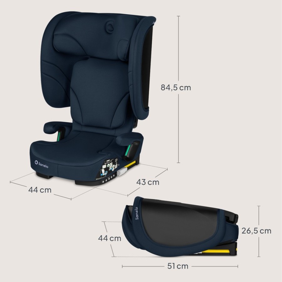 Lionelo Orin i-Size Isofix Κάθισμα Αυτοκινήτου 100-150cm/15-36kg Blue Navy
