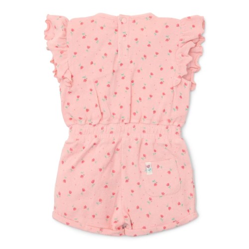 Little Dutch Παιδική Ολόσωμη Φόρμα με Βολάν Sunny Flowers Pink