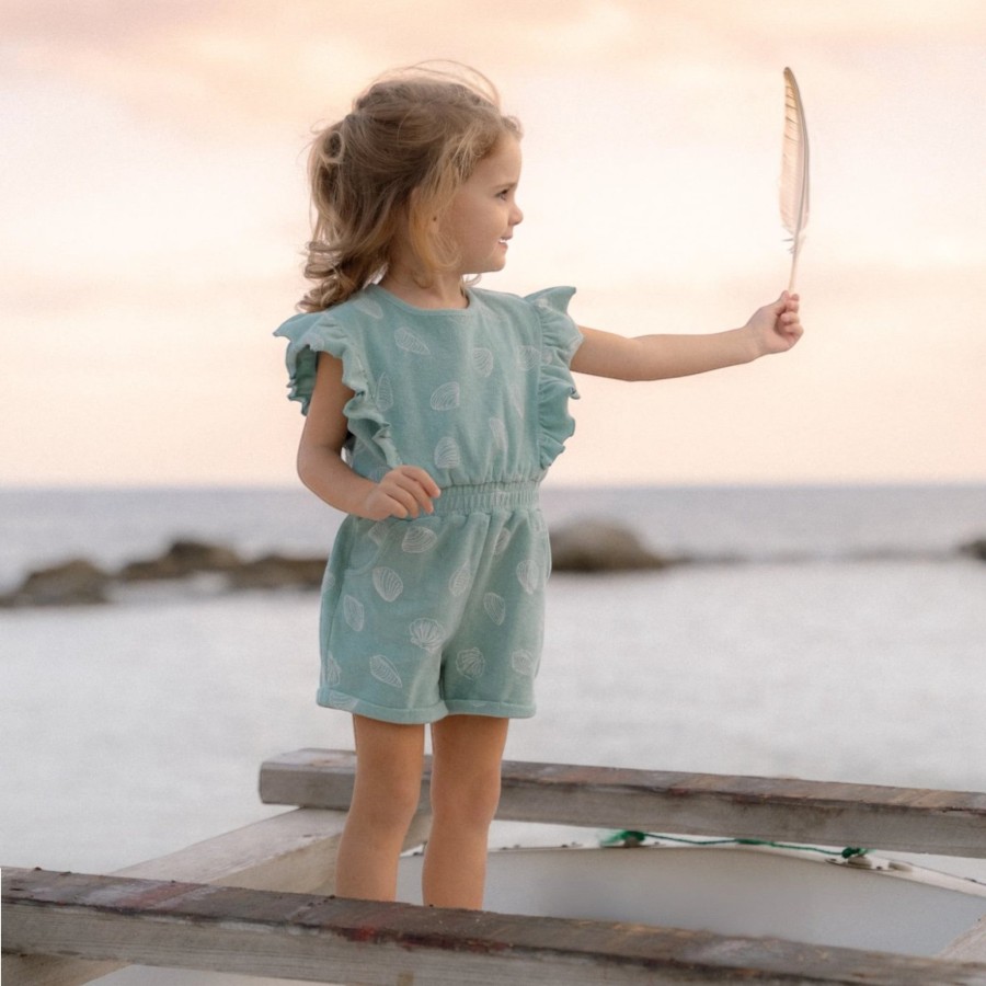 Little Dutch Παιδική Ολόσωμη Φόρμα με Βολάν Treasures Surf Blue