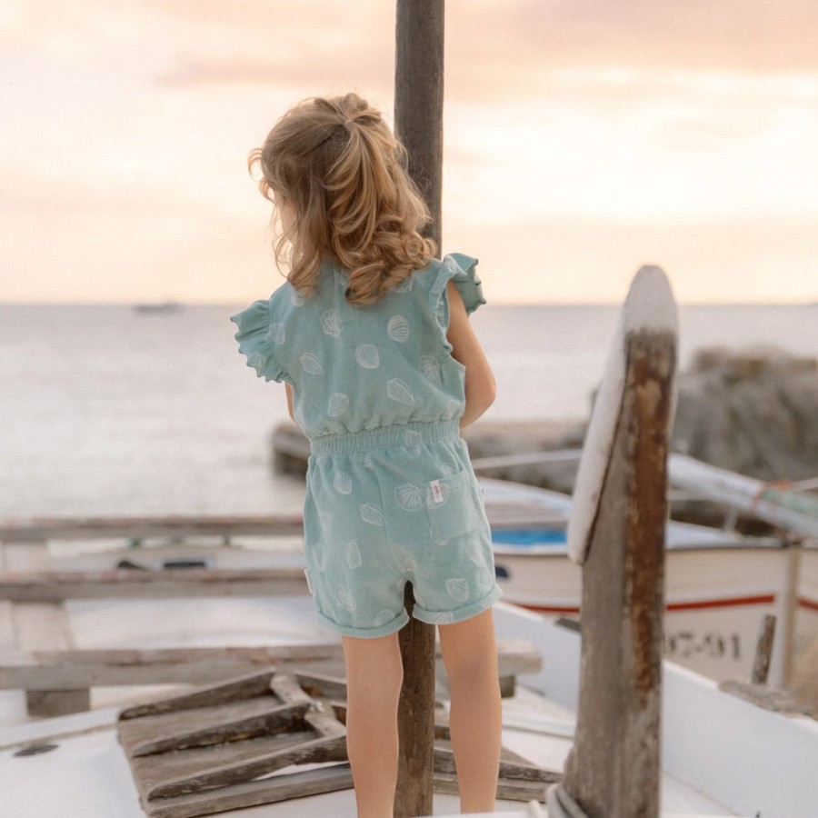 Little Dutch Παιδική Ολόσωμη Φόρμα με Βολάν Treasures Surf Blue