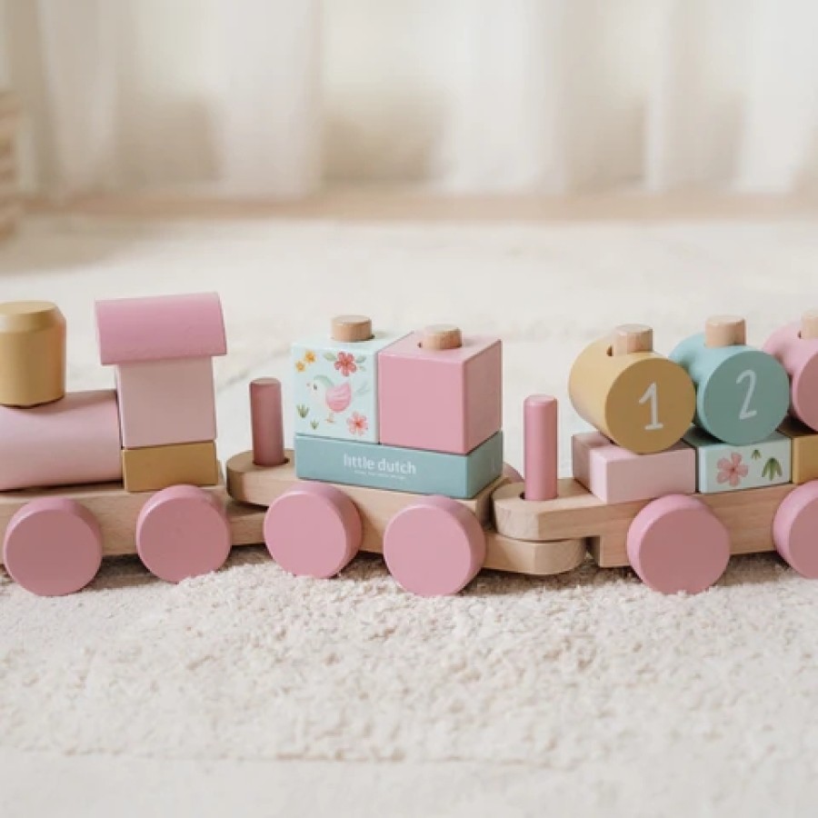 Little Dutch Ξύλινο Τρενάκι με Άσκηση Λεπτής Κίνησης Fairy Garden FSC 45εκ.