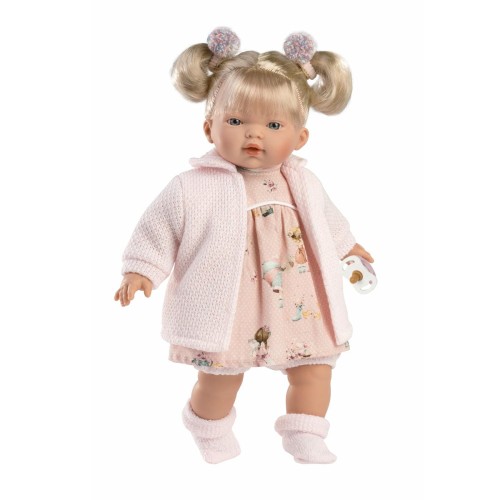 Llorens Dolls Παιδική Κούκλα Aitana Ξανθιά με Ροζ Παλτό & Πιπίλα 33εκ.