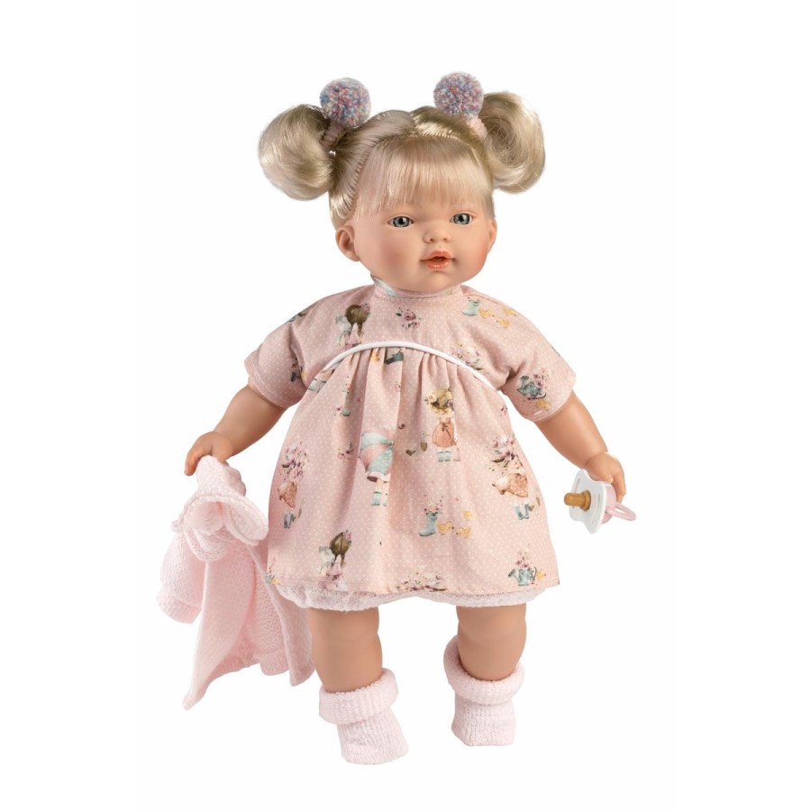 Llorens Dolls Παιδική Κούκλα Aitana Ξανθιά με Ροζ Παλτό & Πιπίλα 33εκ.