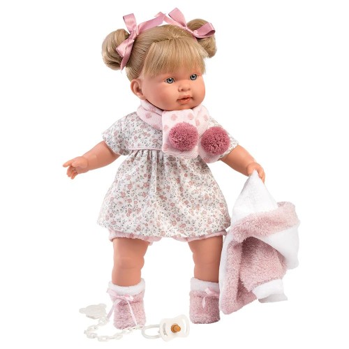Llorens Dolls Παιδική Κούκλα Alexandra Ξανθιά με Ροζ Ζακέτα & Κασκόλ 42εκ.