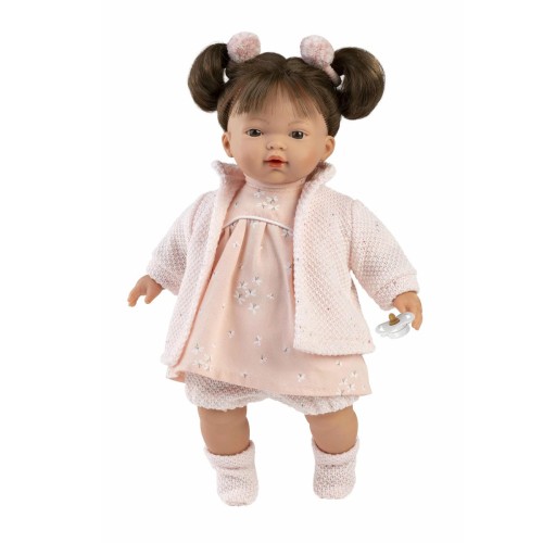 Llorens Dolls Παιδική Κούκλα Vera Καστανή με Ροζ Φόρεμα 33εκ.