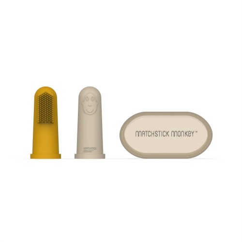 Matchstick Monkey Βρεφική Δακτυλική Οδοντόβουρτσα Yellow & Beige