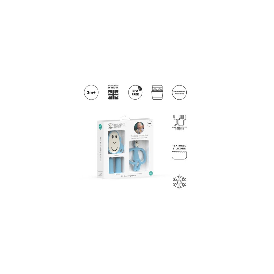 Σετ Μασητικών Matchstick Monkey Teething Starter Set Light Blue