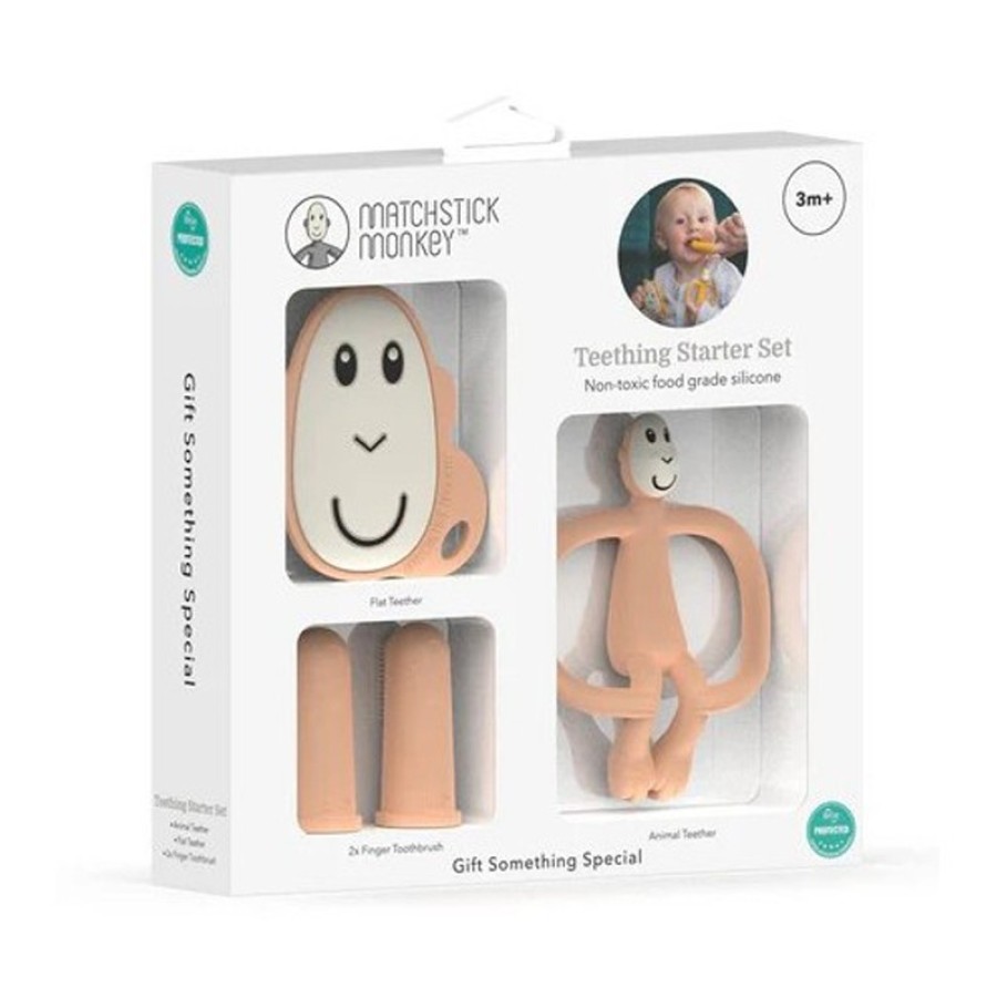 Σετ Μασητικών Matchstick Monkey Teething Starter Set Peach