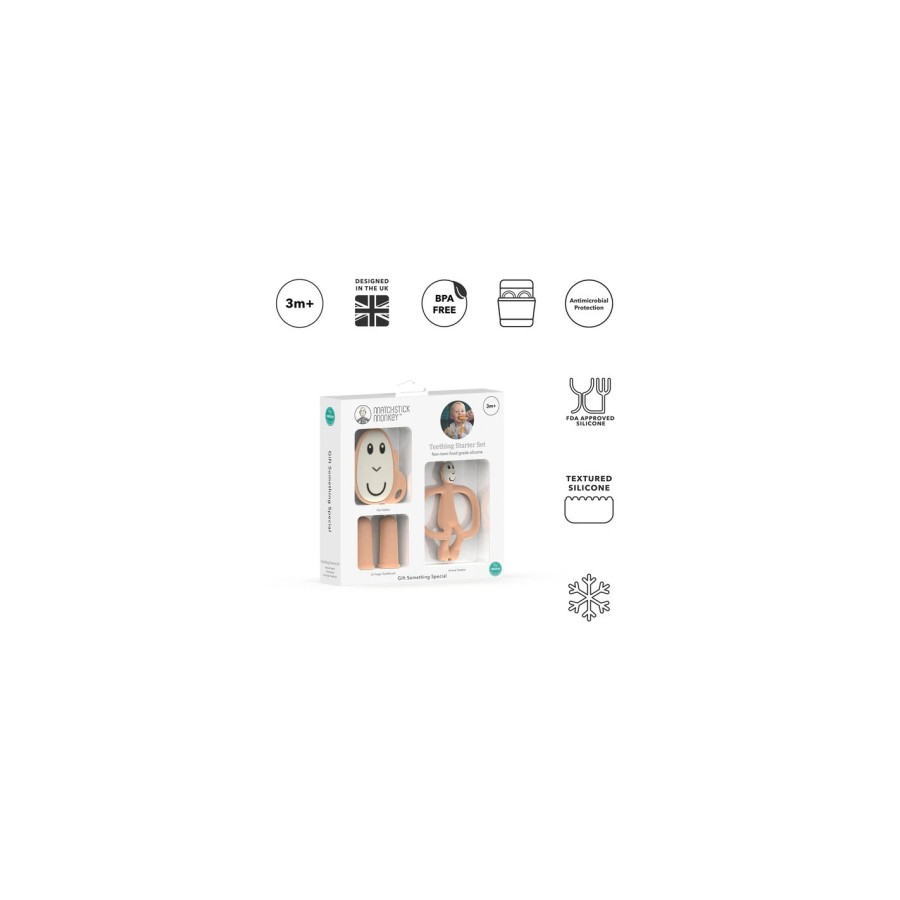 Σετ Μασητικών Matchstick Monkey Teething Starter Set Peach