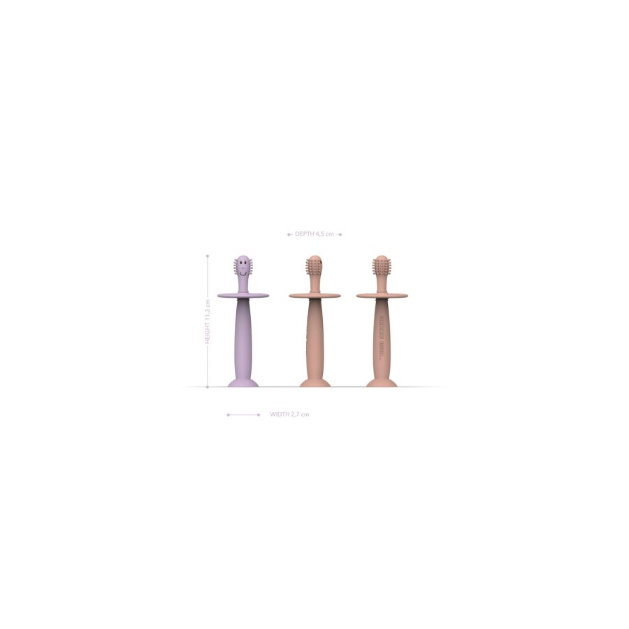 Εκπαιδευτική Οδοντόβουρτσα με Βεντούζα Matchstick Monkey Dusty Pink & Lilac Σετ 2τμχ.