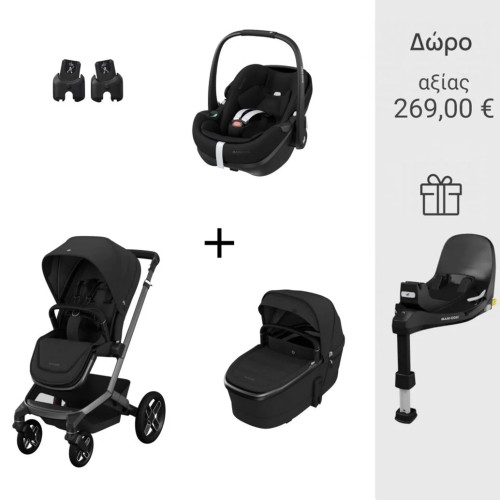 Maxi Cosi Καρότσι Fame Twillic Black Με Πορτ-Μπεμπε + Σετ Αντάπτορες + Κάθισμα Αυτοκινήτου PEBBLE 360 PRO2 με Δώρο η Βάση FamilyFix 360 PRO
