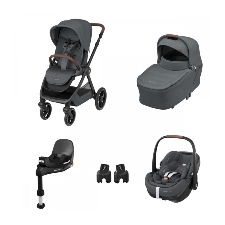 Maxi Cosi Πολυκαρότσι 3 σε 1 Oxford Twillic Graphite με ΔΩΡΟ Βάση Family FIX 360 Pro
