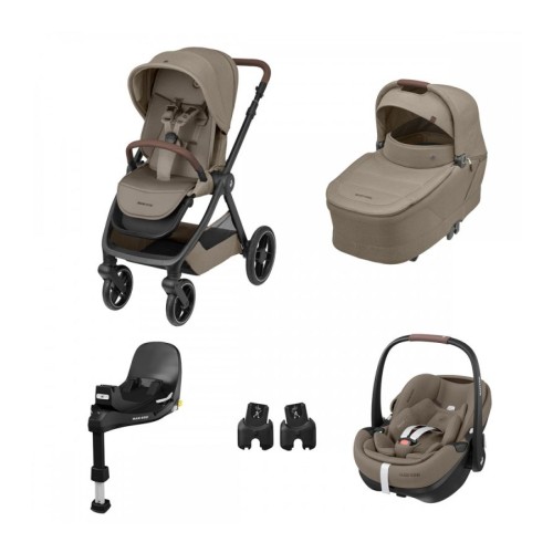 Maxi Cosi Πολυκαρότσι 3 σε 1 Oxford Twillic Truffle με ΔΩΡΟ Βάση Family FIX 360 Pro