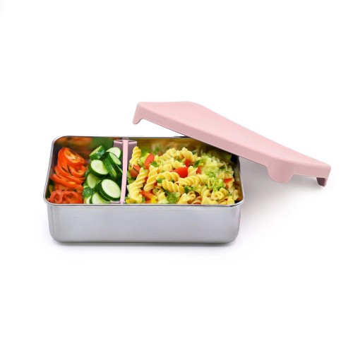 Ανοξείδωτο Δοχείο Φαγητού 2 Θέσεων Melii Stainless Steel Bento 740ml Ροζ