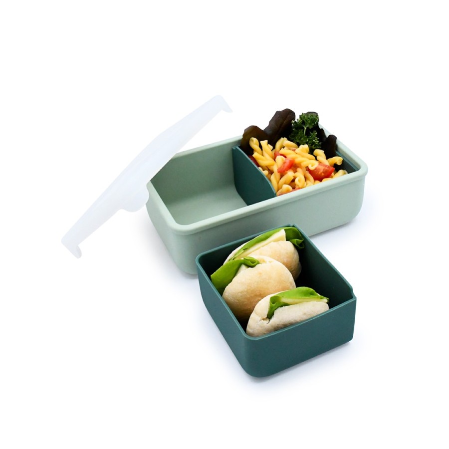 Melii Φαγητοδοχείο Bento Σιλικόνης 2 Θέσεων 700ml Sage/Cactus