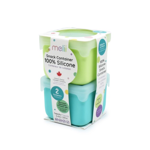 Melii Παιδικό Δοχείο Σιλικόνης για Σνακ Blue/Lime 236ml 2τμχ.