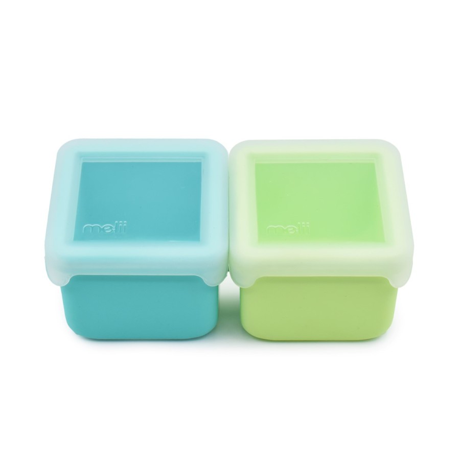 Melii Παιδικό Δοχείο Σιλικόνης για Σνακ Blue/Lime 236ml 2τμχ.
