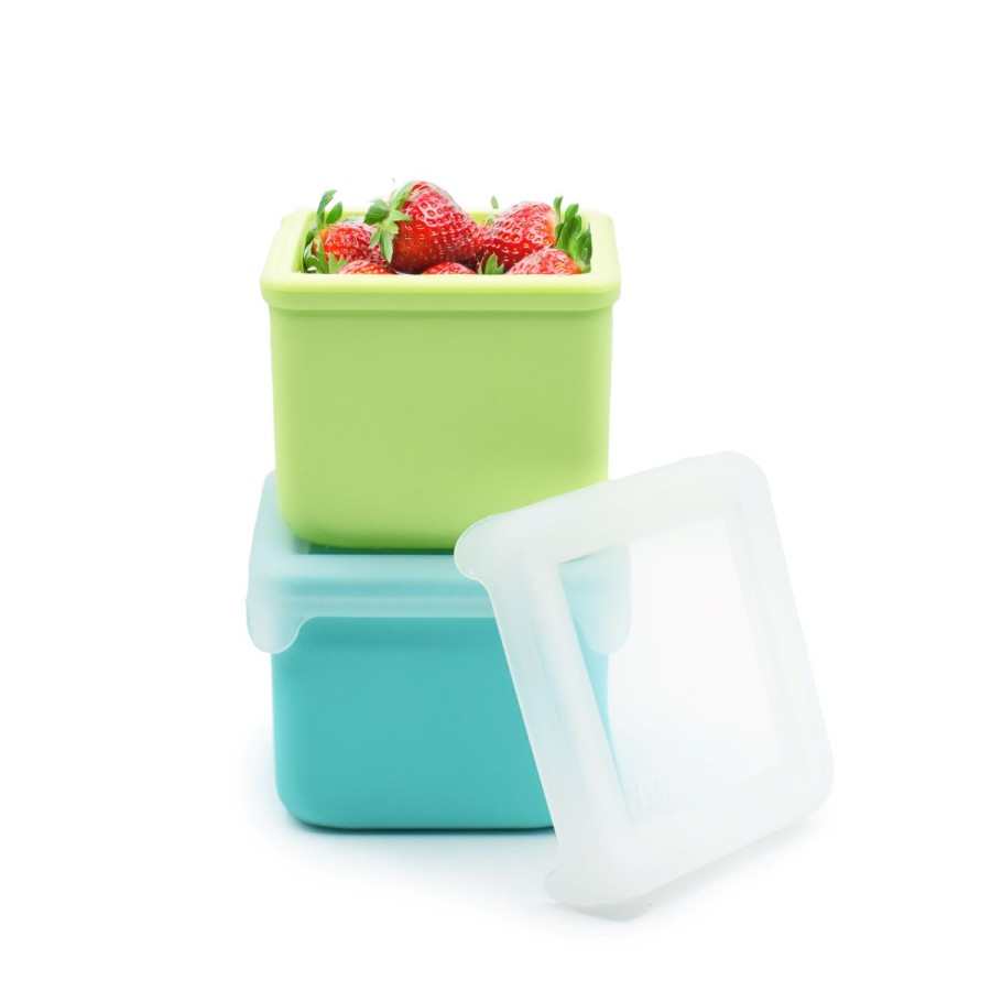 Melii Παιδικό Δοχείο Σιλικόνης για Σνακ Blue/Lime 236ml 2τμχ.