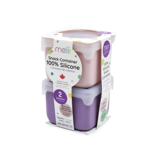 Melii Παιδικό Δοχείο Σιλικόνης για Σνακ Pink/Purple 236ml 2τμχ.